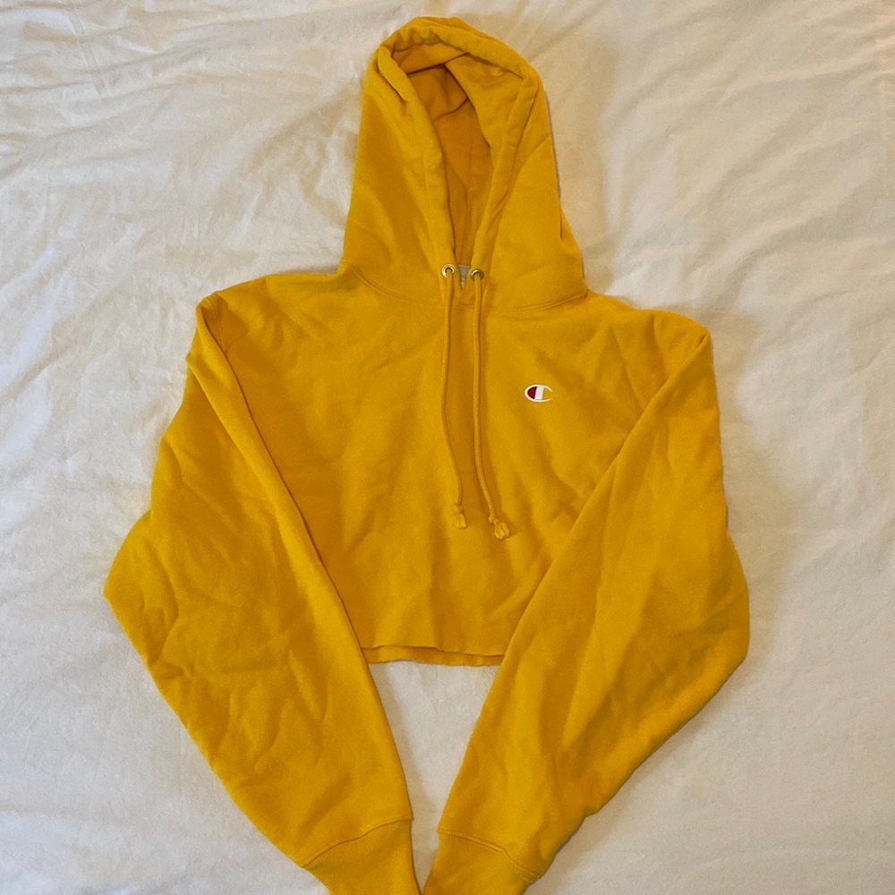 Champion cropped yellow hoodie